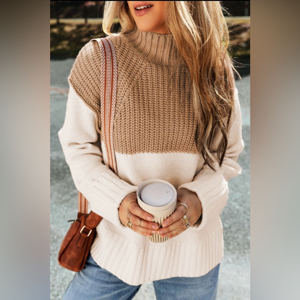 Tiffany - cable knit colorblock sweater